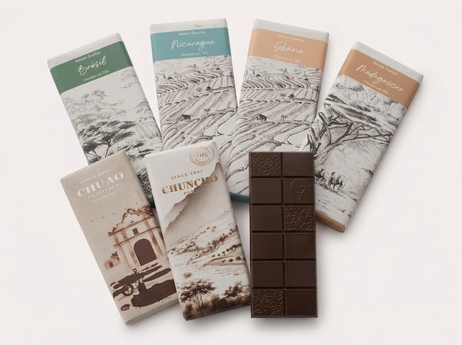 photo de plusieurs tablettes de chocolat noir Vincent Guerlais